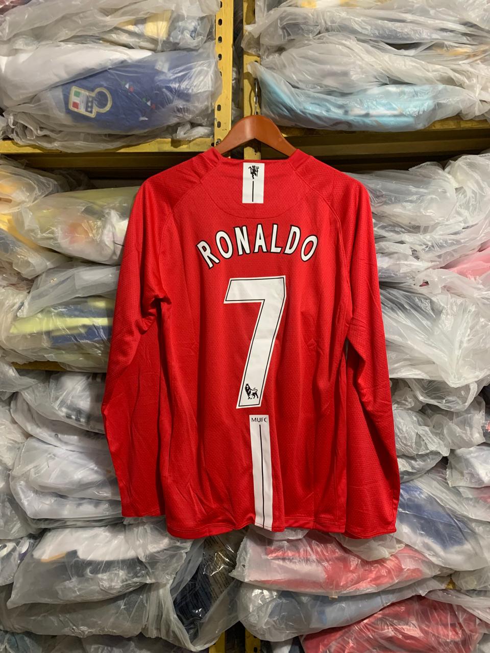 Playera Manchester United retro 2008 Ronaldo Manga Larga