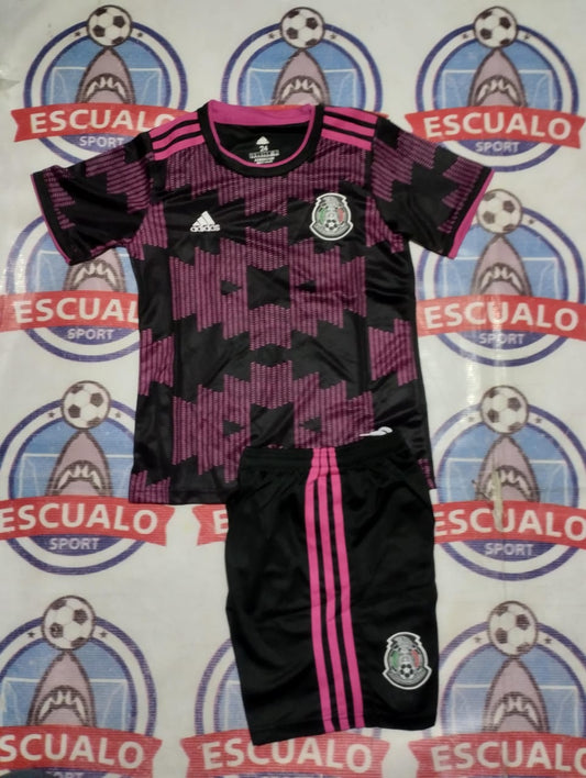 Jersey México 2021 negro rosa para niños.